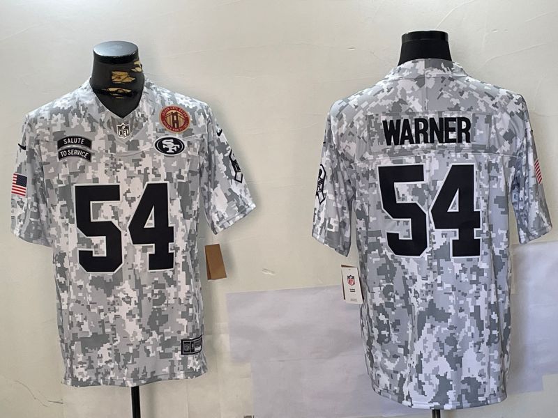 Men San Francisco 49ers #54 Warner Nike Arctic Camo 2024 Salute to Service Limited NFL Jersey style 7